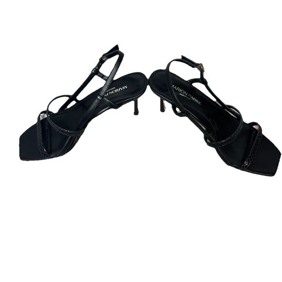 MARION PARKE Mitzi 70 Black Nappa Python Sandal Double Strap Slingback Sz 36/5.5 - Picture 5 of 11